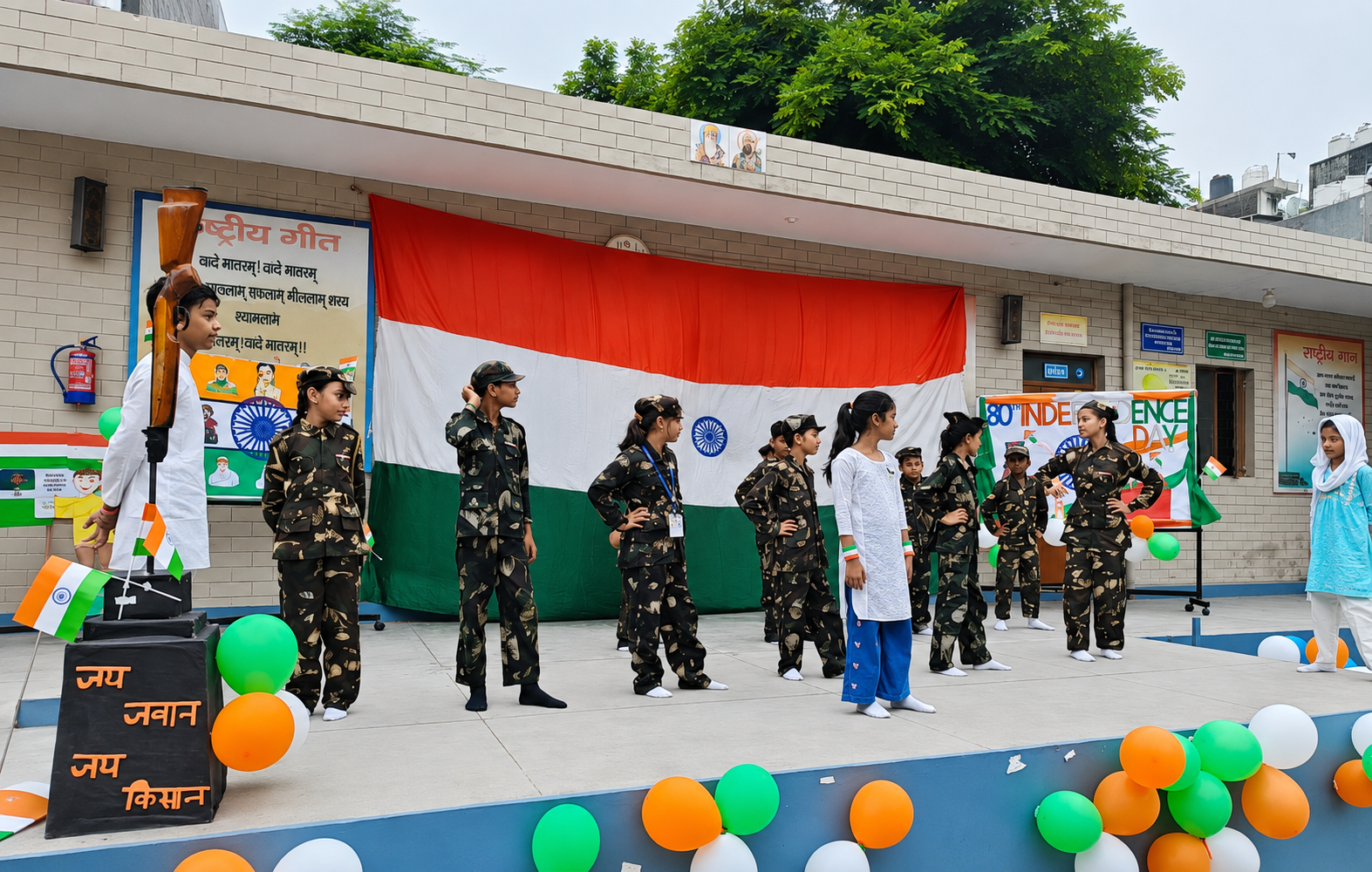 Indian school children collaborating on science project